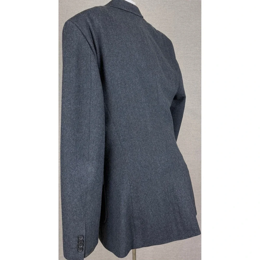 Banana Republic Mens 46L Herringbone Recycled Wool Blend Blazer Sport Coat Navy